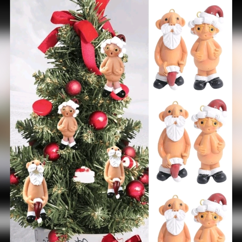 Funny Set Santa and Ms Claus Christmas Ornaments